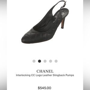 EUC Chanel Quilted Black Slingback heels 38